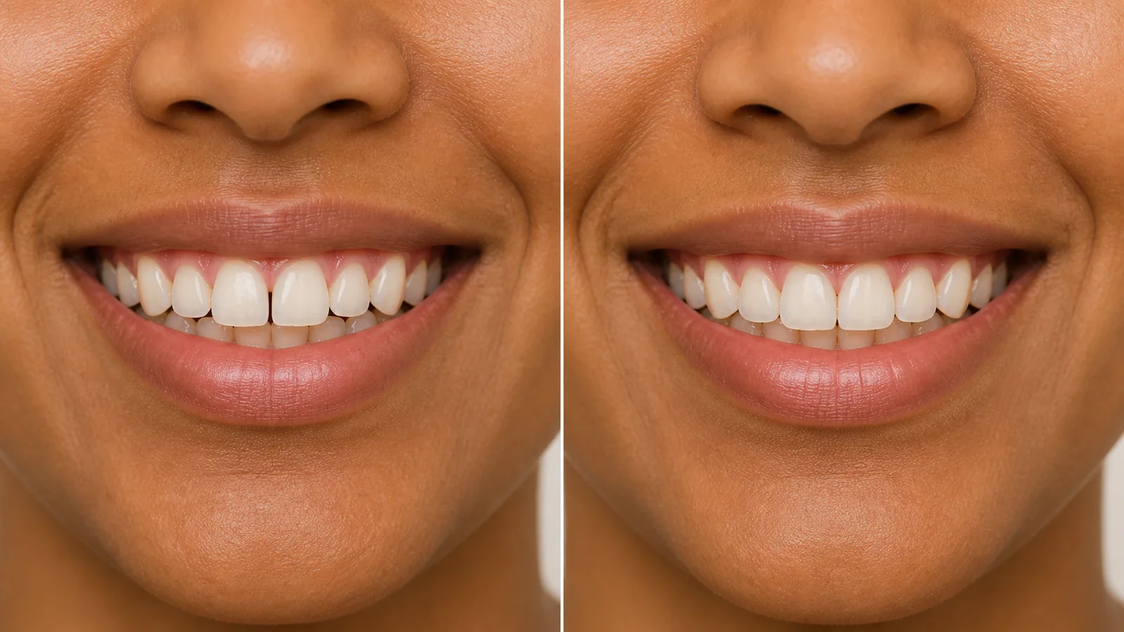 Digitally created illustration comparing mild dental spacing before and after alignment