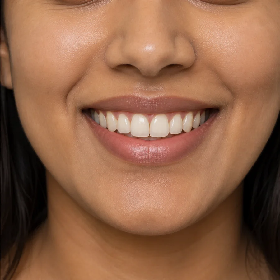 Digitally created after illustration for front-tooth overlap