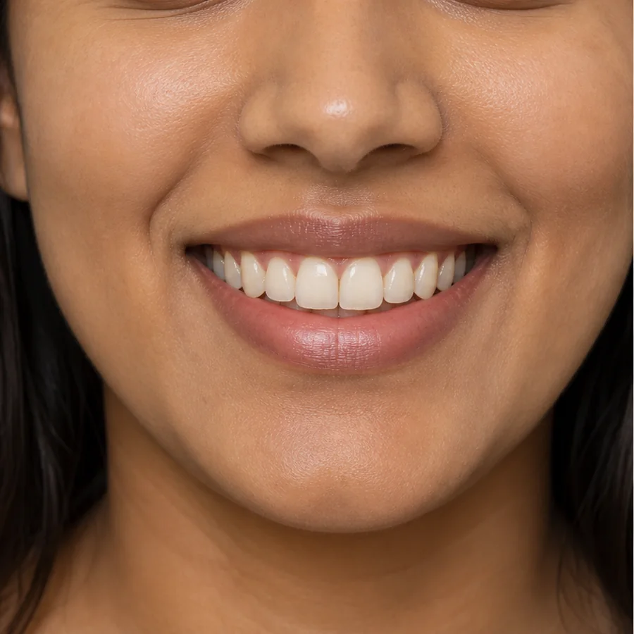Digitally created before illustration for front-tooth overlap